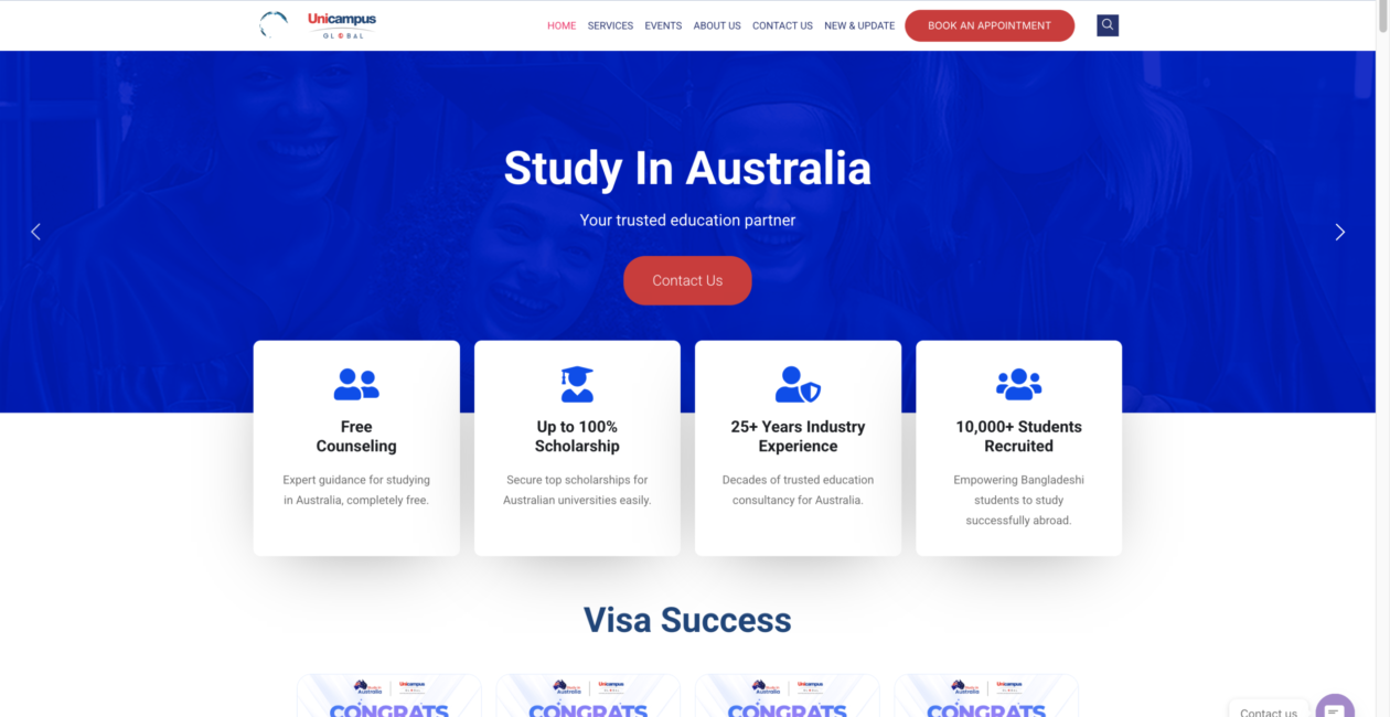 UniCampus Global Website Development & Growth System
