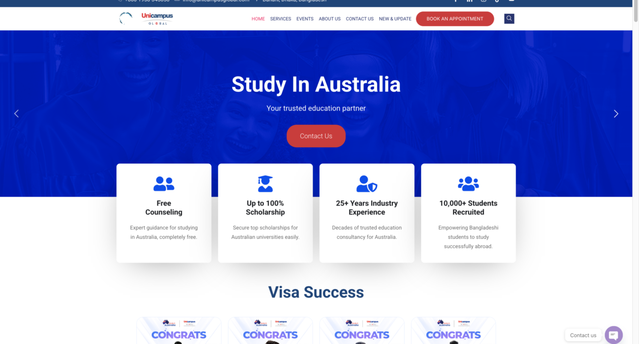 UniCampus Global Website Development & Growth System