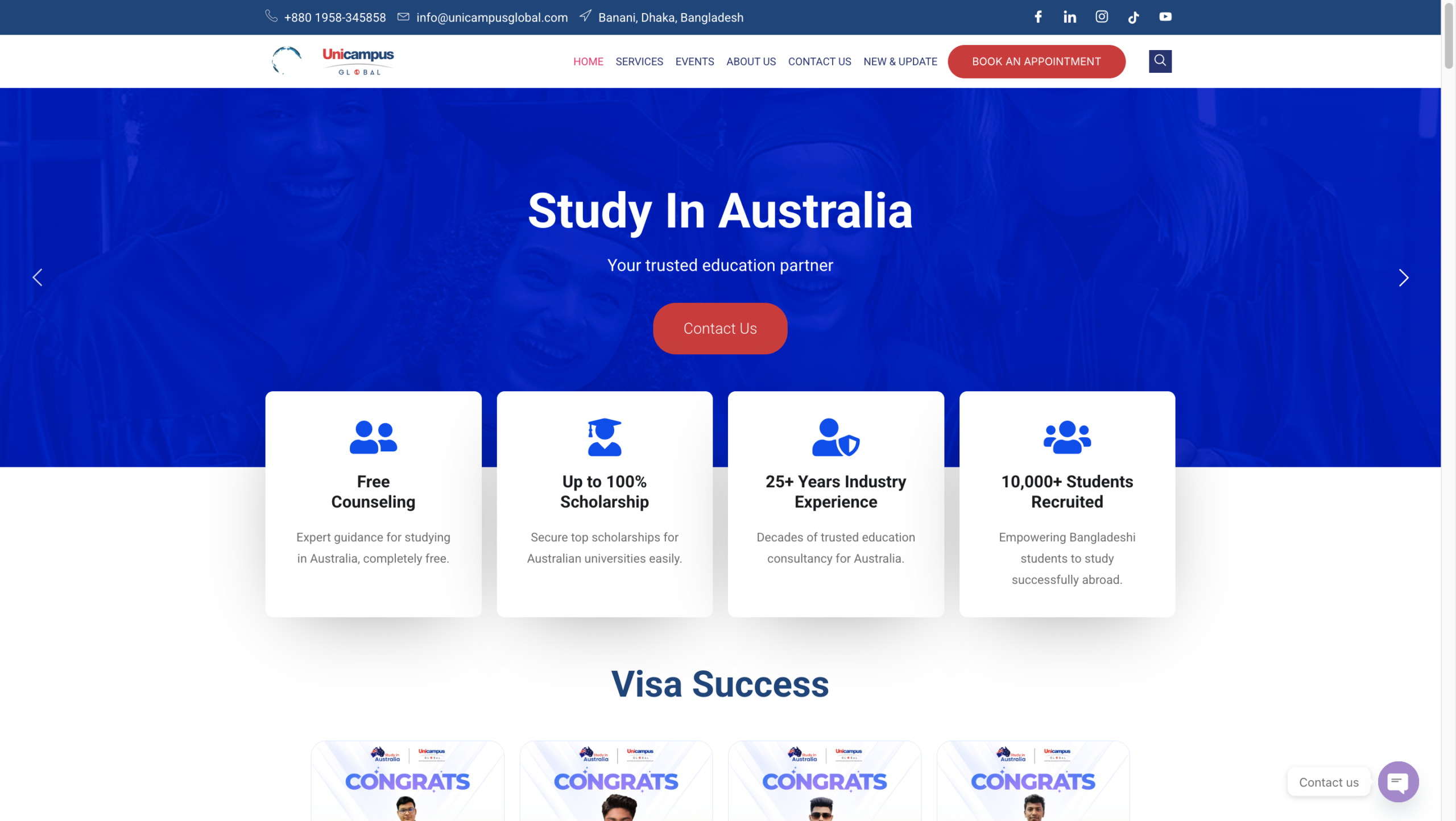 UniCampus Global Website Development & Growth System